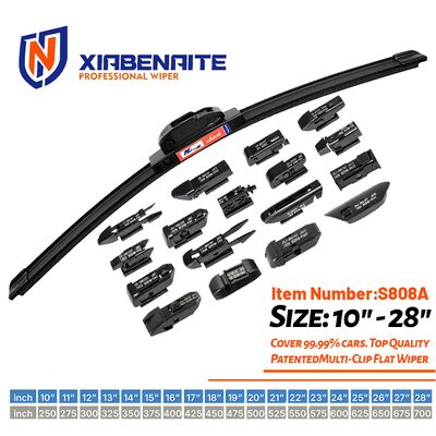 All Weather Automotive Front Windshield Wiper Featuring Corrosion Resistant Frame and Rubber Blade for Water Removal